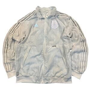 Adidas Jacket Men's Large Mexico Uniform Anthem Full Zip White Gray 2020 Soccer